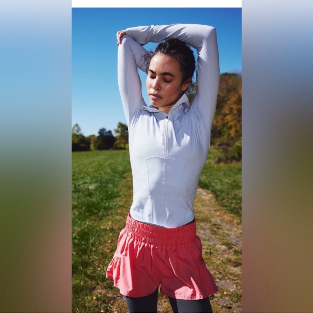 Free People Coral Pink Athletic Ruffle Shorts